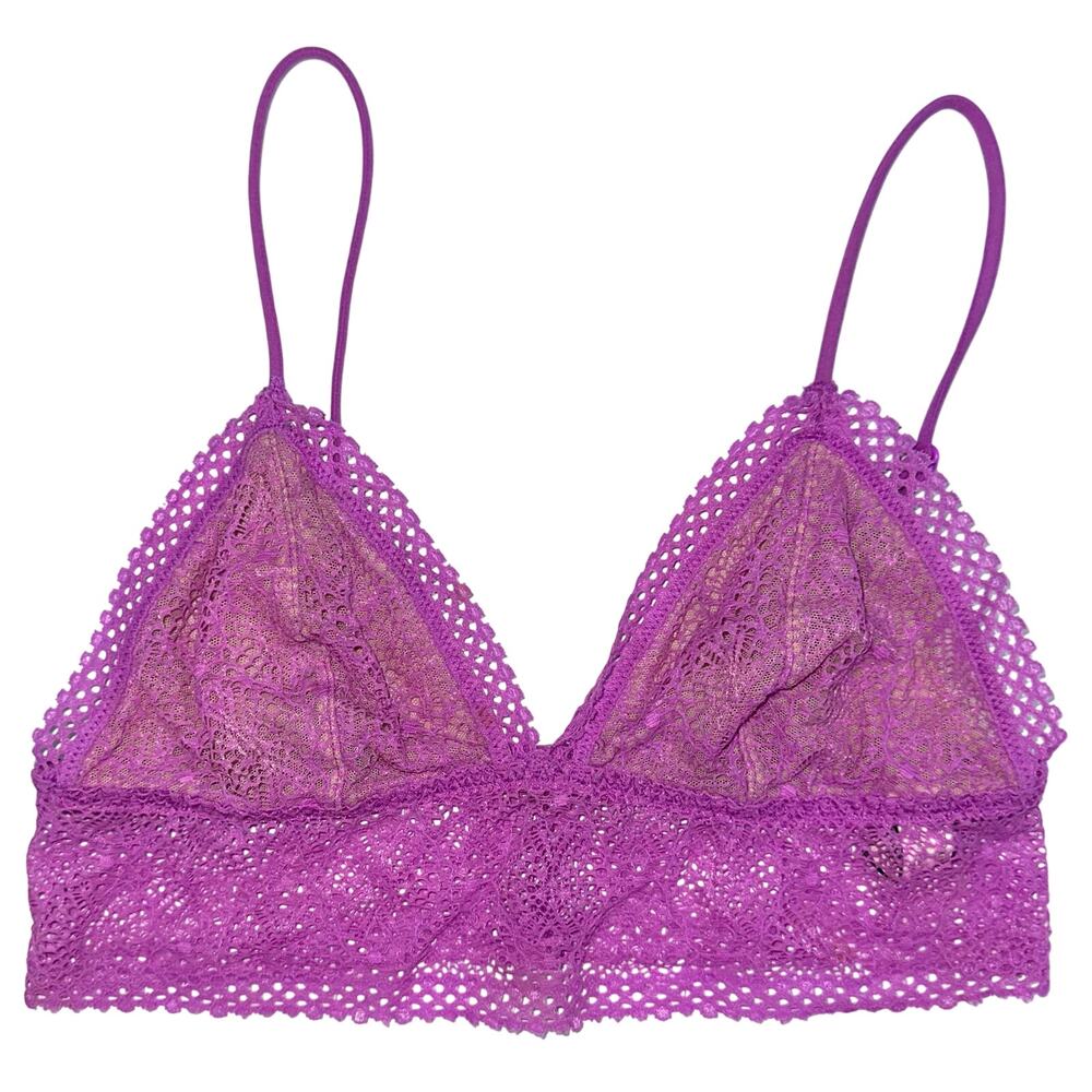 Victorias Secret Purple Lace Sheer Triangle Bralette Size Small